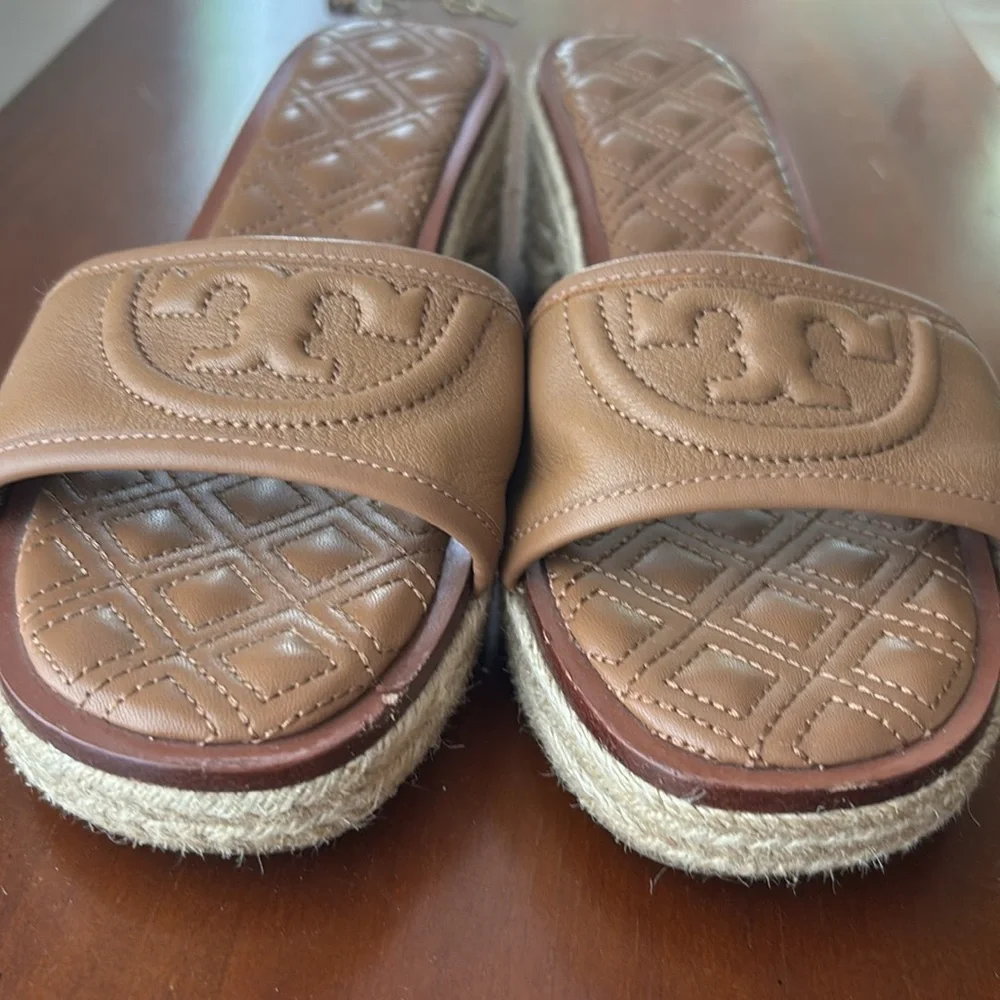 TORY BURCH Fleming Low Heel Espadrille Slide Sz 7 1/2